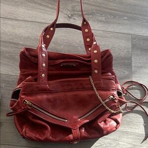 BOTKIER Red Burgundy Genuine Leather Tote Bag